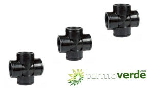 1 pz Irritec 633 Croce polipropilene filetto F 3"x3"x3"x3" PP