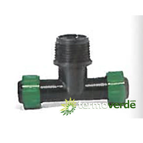 20 pz Tee Irritec 895 filetto M easy block 22 x ¾" x 22