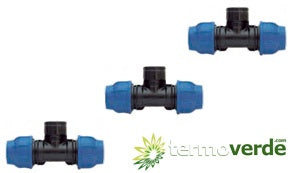 5 pz Tee PE filetto F Irritec 915 Ø50 x 1"¼ x Ø50 PN16