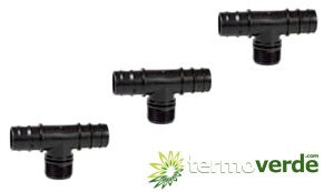 50 pz Tee portagomma filettato M Irritec 608 - Ø25 x ¾" x Ø25